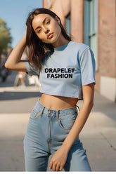 Women's Drapelet Sky Blue Crop Top